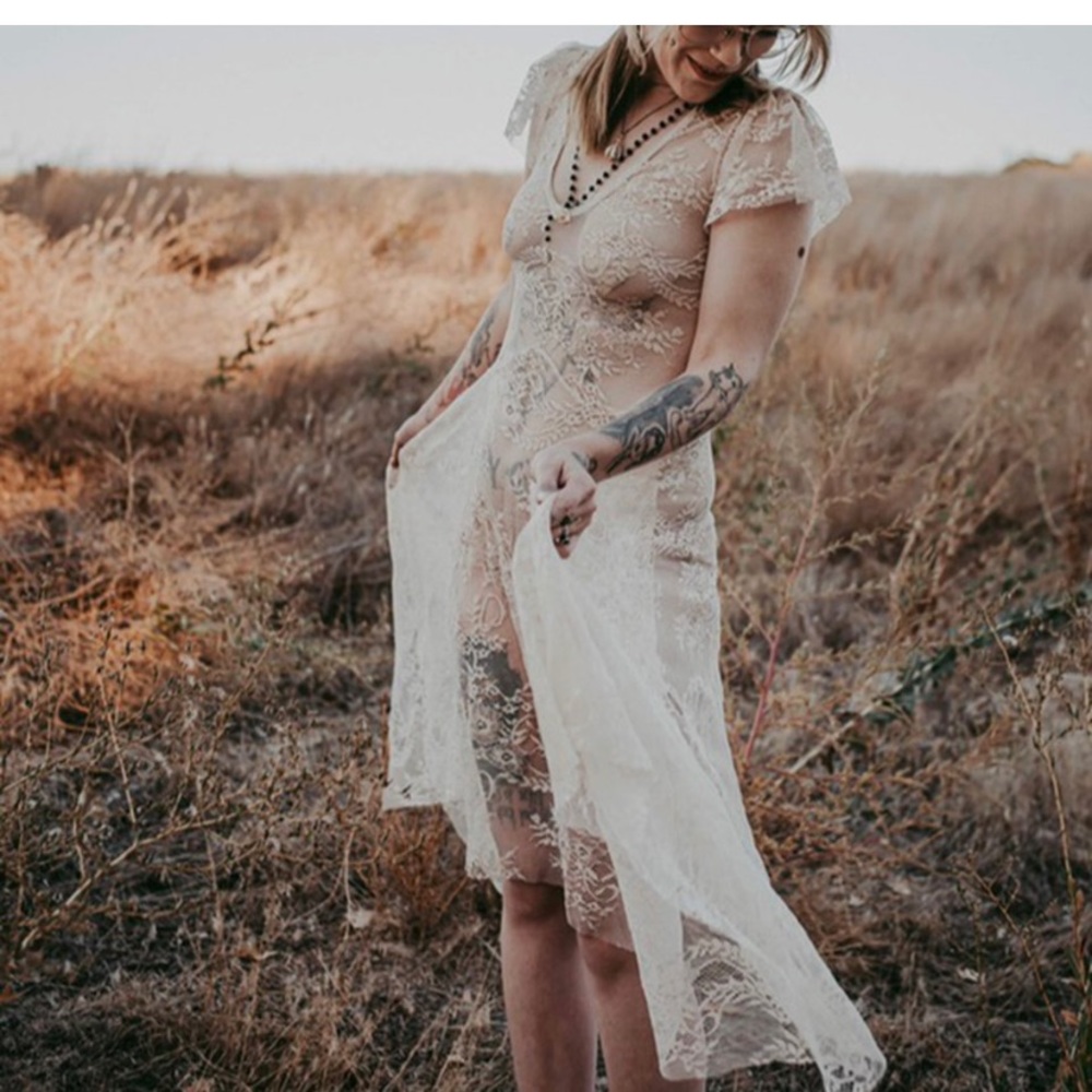 Widow sheer cream lace dress
